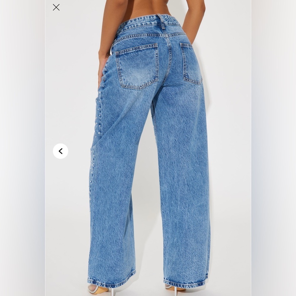 NWT Embellished Straight Leg Jeans - Medium Wash - Picture 3 of 3